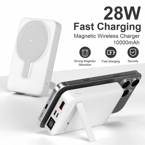 10000mAh Power Bank Magnetic Pack Wireless Charger for iPhone 16/15/14/13/12/11 - Picture 2 of 11