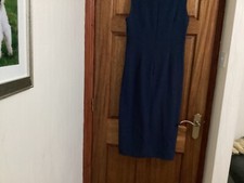 Ladies Luxe Navy Sleeveless Dress size 14 with waterfall detail