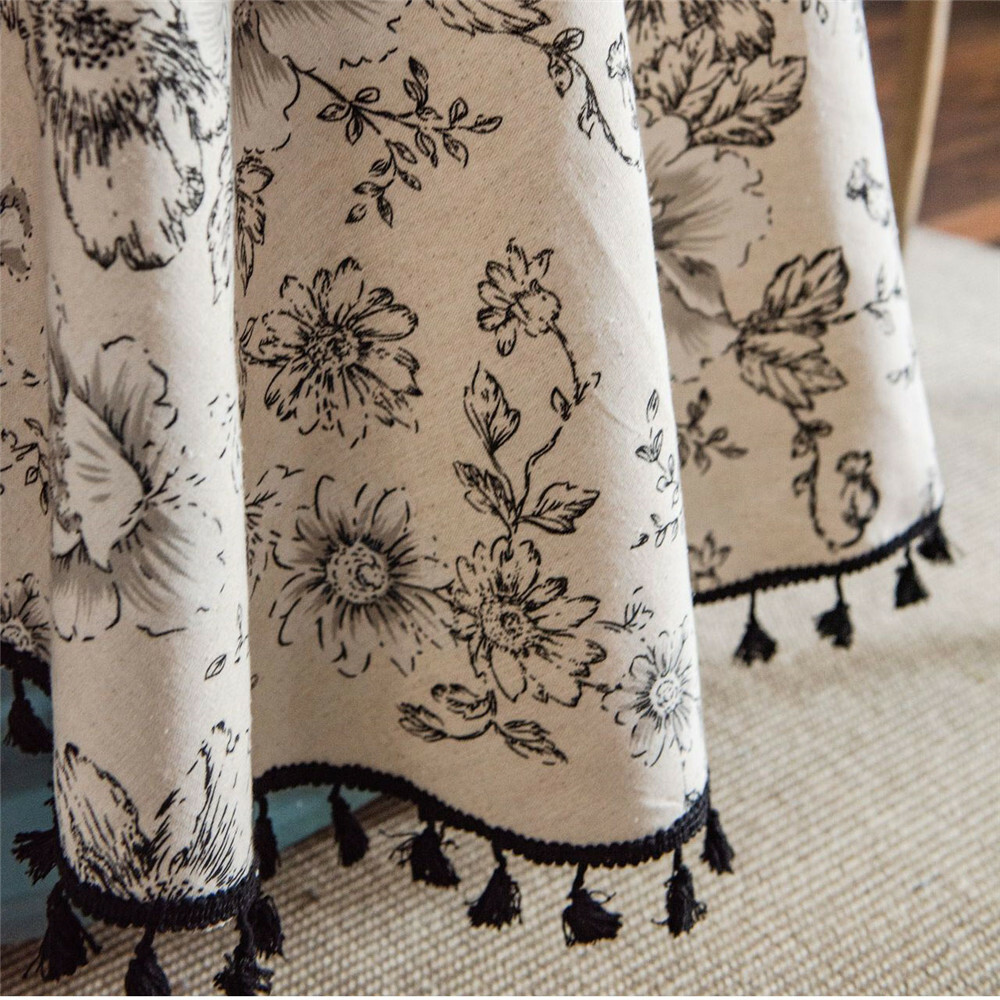 Round Tablecloth Dining Table Cloth Cover Tassel Kitchen Tablewear Home
