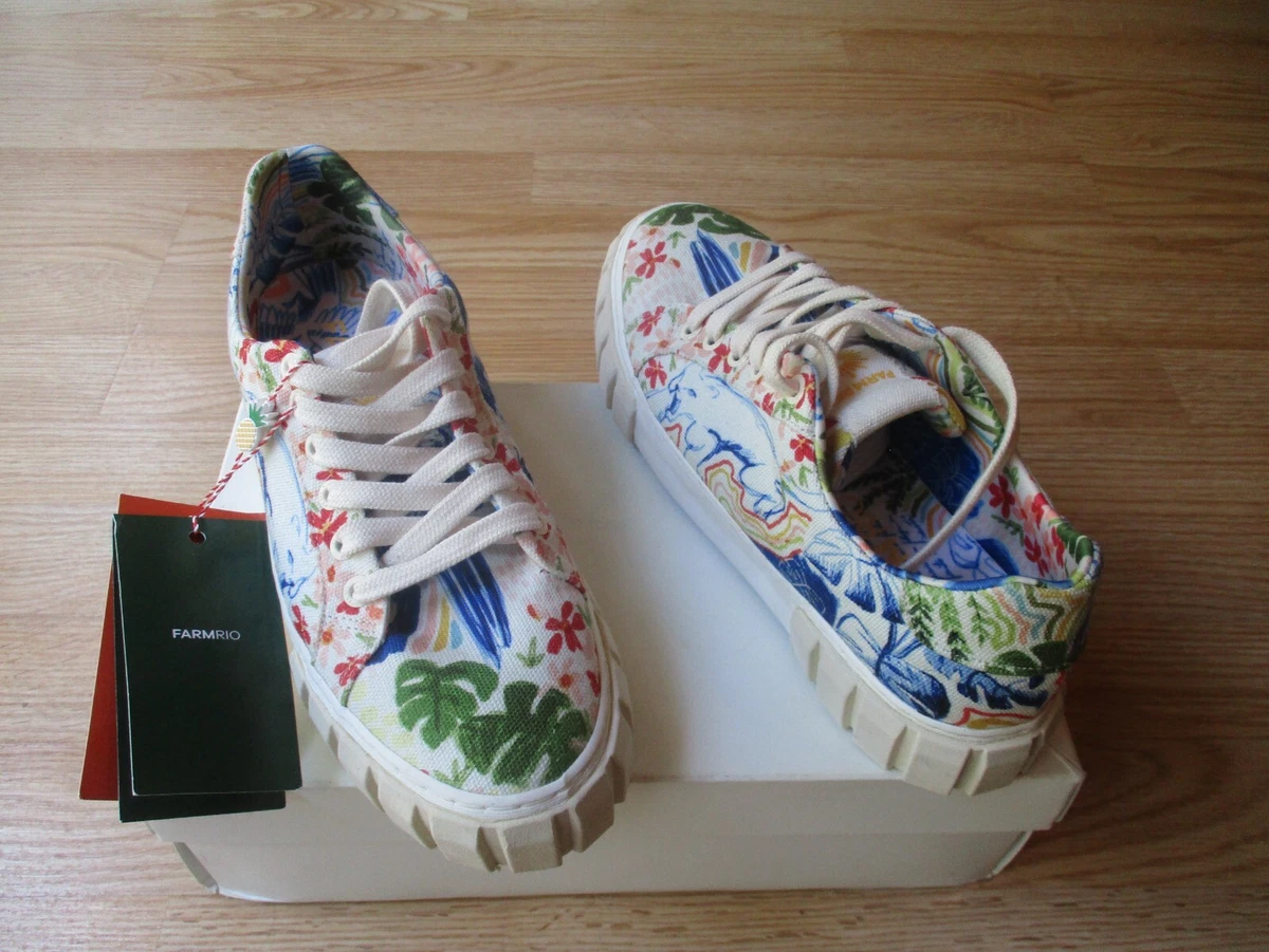 160 Farm Rio Copacabana Chunky Platform Sneakers Shoes Lace up US