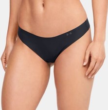 2-pack Under Armour Women's Pure Stretch Thong Underwear Panty Black, Size XS