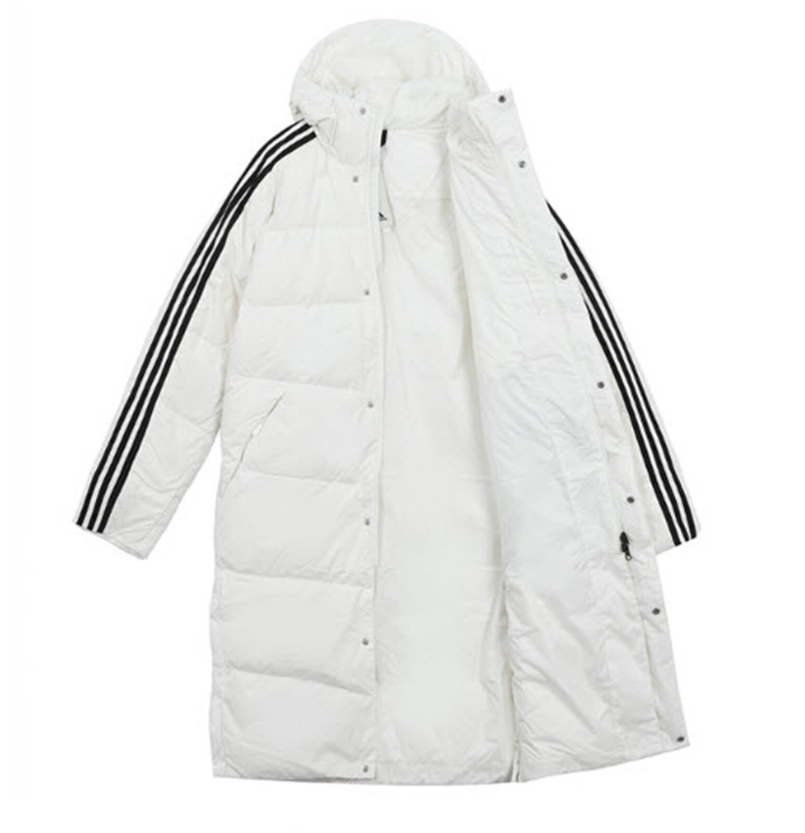 Adidas Men 3-Stripe Long Down Coat Padded White Jacket Parka Adidas Men 3-Stripe Long Down Coat Padded White Jacket Parka