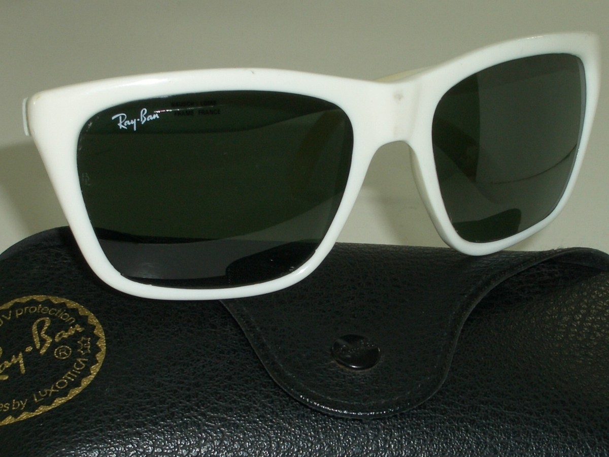 56mm VINTAGE B&L RAY-BAN FRANCE WHITE G15 UV-CRYSTAL CATS 3000 SKI