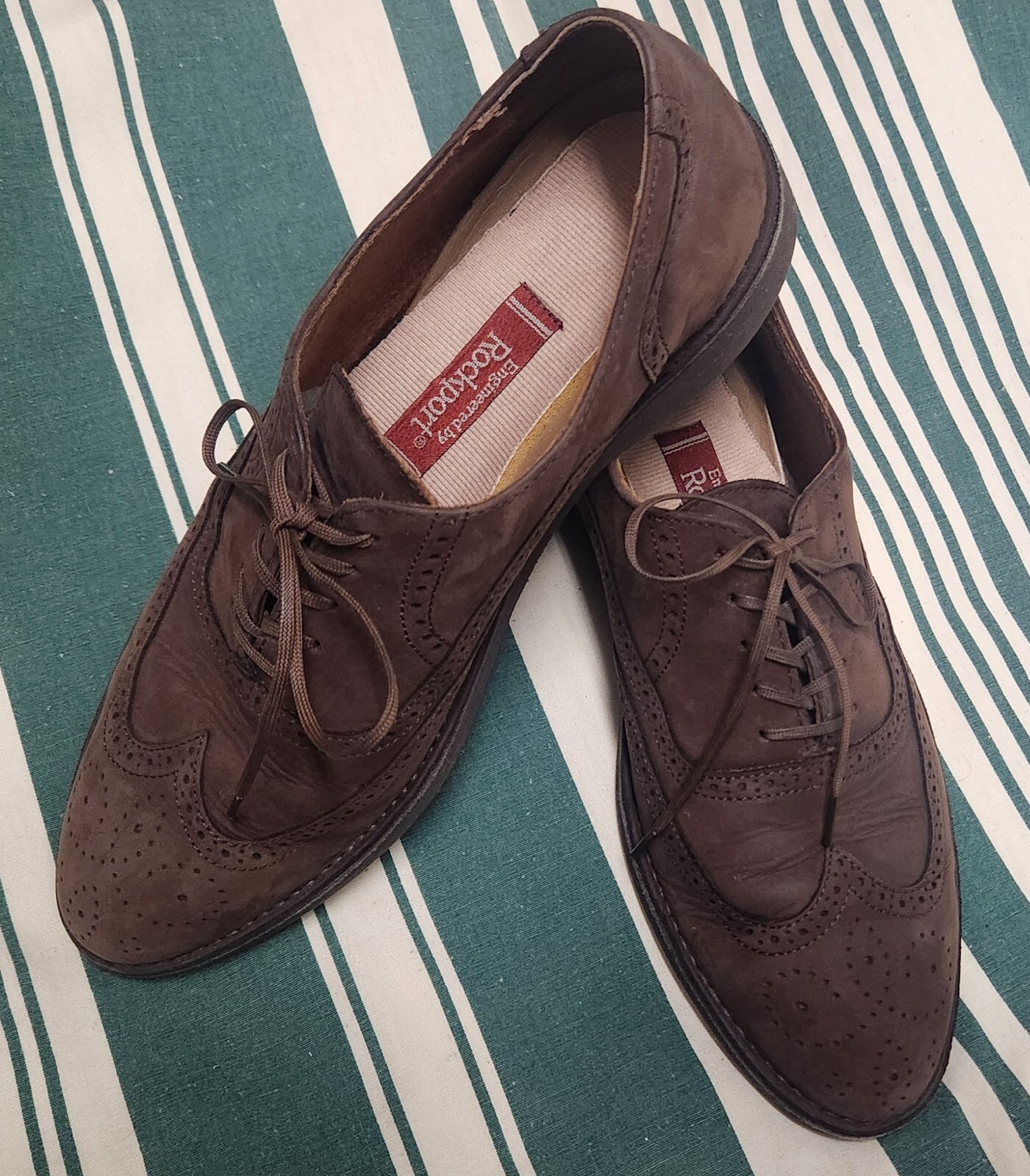 SAOLA Scarpe Oxford Rockport da uomo taglia 8 M in pelle marrone stringate alare suola Vibram