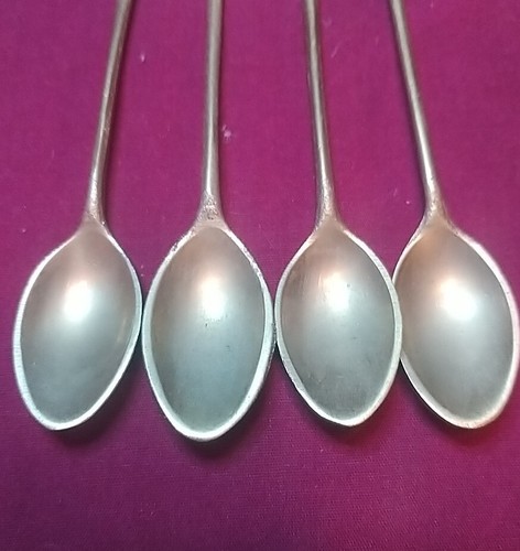 Vintage Messing beschichtete Mini Löffel (4) Rose geschnitzte Enden ~ Dekor oder Tee/Kaffee/Senf - Bild 3 von 6