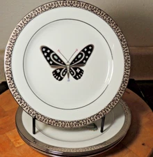 Royal Gallery Platinum Buffet 4 Butterfly Accent Salad Plates All Different NWT