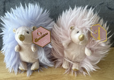 LOT OF 2 NWT 6 FAO Schwartz Sparklers PURPLE PINK/Gold Furry Hedgehog Plush