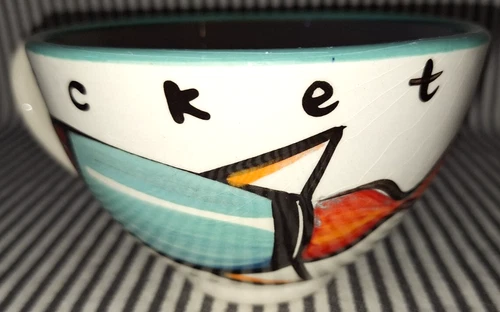 SIGNED VTG Rocket Fuel STUDIO ART POTTERY XL 16oz COFFEE SOUP MUG TEA CUP - BARB