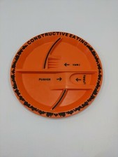 Bright Orange  Black Constructive Eating Toddler Plate Construction Equipment