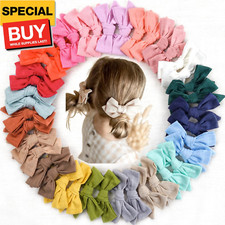 40 Pieces Girls Hair Bows Linen Fabric Bows Alligator Clips Hair Accessories for