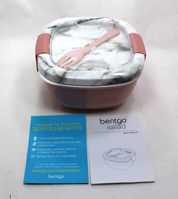 Bentgo All-in-One Lunch Large Salad Bowl Rose Blush w/ Fork & Dressing Cup NEW