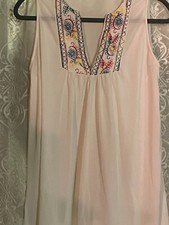 Vintage embroidered White night gown Size large night dress, nightie, boho, 60's