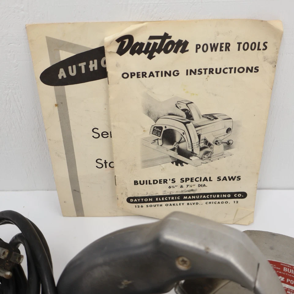 Sierra circular para constructores Dayton Power Tools 6 3/8 pulgadas modelo 1Z611 manual del propietario RARO Foto 2 de 4