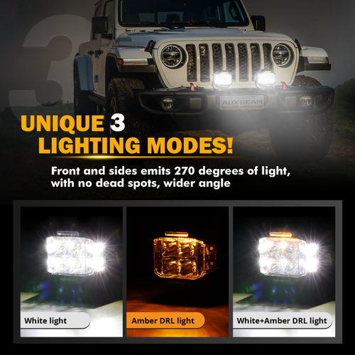 AUXBEAM 2 piezas 4" vainas de foco de luz LED luz de disparo de doble cara DRL + cubierta para GMC - Imagen 3 de 12