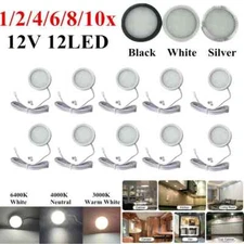 1-10Pcs 12V LED Round Ceiling Light Cabinet Kitchen Caravan RV Lamp Spotlight