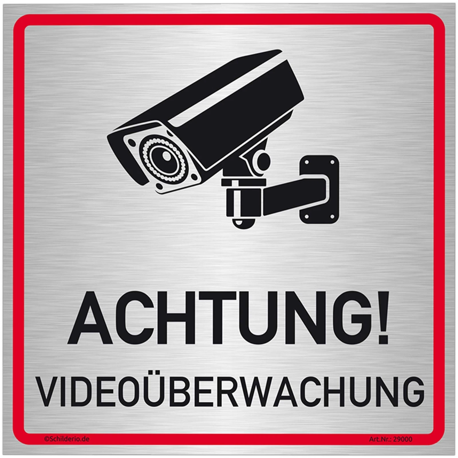 Schild Achtung Videoüberwachung Hinweisschild 20x20 cm 3mm Alu-VB gebürstet