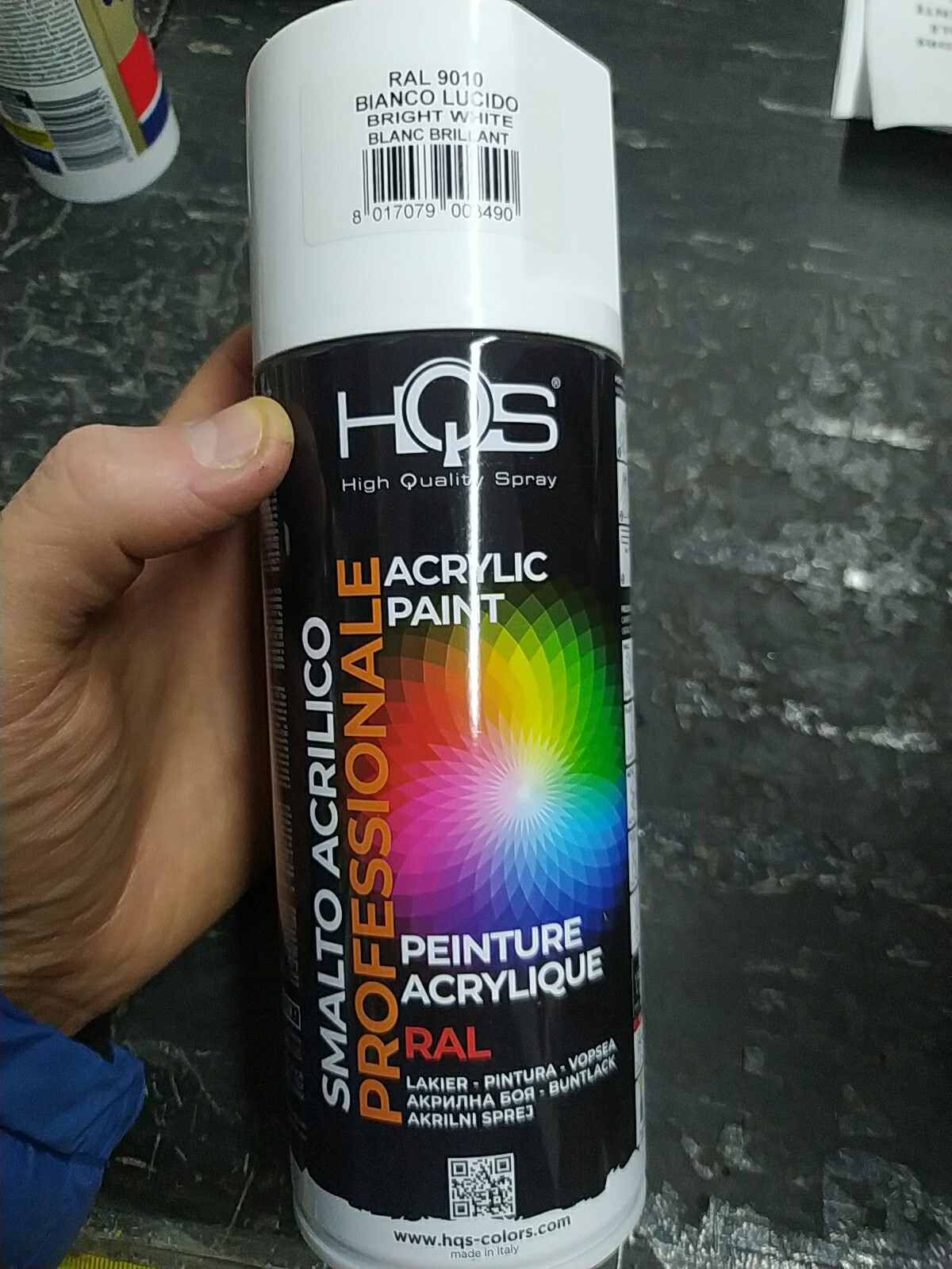 HQS Bomboletta di Vernice Spray Acrilica Colori Ral BIANCO LUCIDO 9010