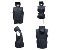 YOUNG USA Women's Black Sleeveless Zip, Button  Drawstring Hoodie Size M