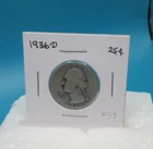 1936-D Washington Quarter 25 Cent COIN Silver / Fine (#53)