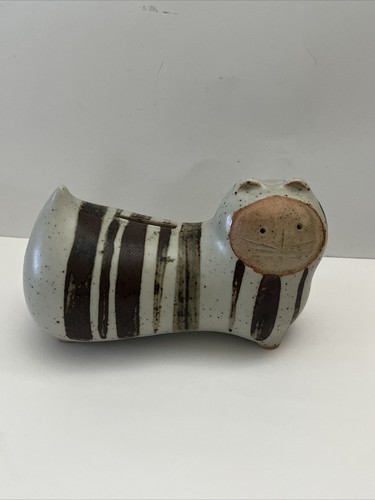 Vintage Lisa Larson Style Stoneware Earthenware Kitty Cat Kitten Bank With Face