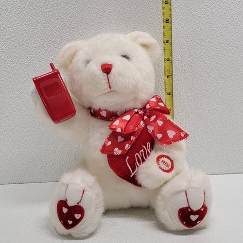 2007 Avon Sweetheart White Bear Plush With Cellphone Sings For Valentine's Day - Picture 18 of 24