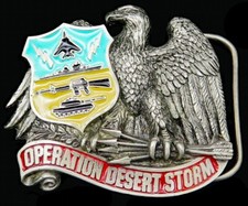 Operation Desert Storm Military Gulf War Patriotic Vintage Belt Buckle