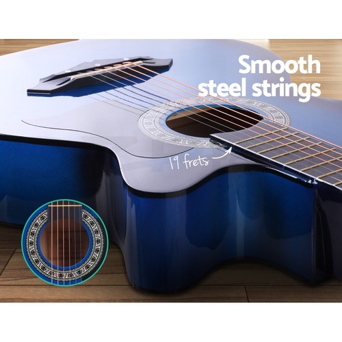 Alpha 38” Inch Acoustic Guitar Classical Wooden Folk Strings Capo Right/Left - Picture 8 of 19
