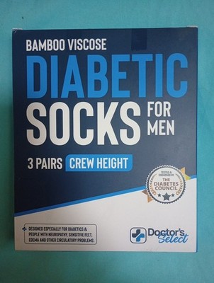 Doctors Select Crew Bamboo Diabetic Socks Large White 3 Pk