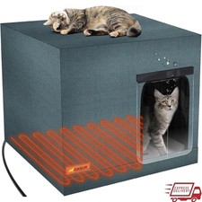 Outdoor Heated Cat House Weatherproof Insulated Shelter Stray Feral Cats New