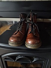 JUNIOR Dr Martens 1460 Glitter Lace Up Combat Boots Brown Red sz 3 style leather