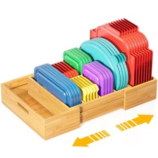 Expandable Bamboo Lid Organizers Inside Cabinet, Kitchen Cabinet Organizers w...