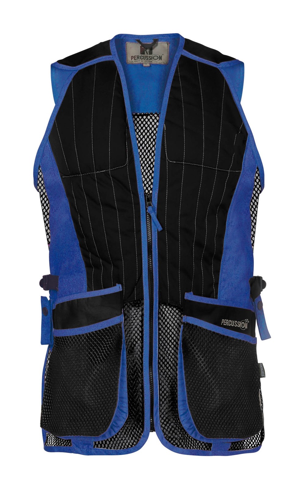 Gilet de ball-trap Percussion Evo noir et bleu pour tireur sportif