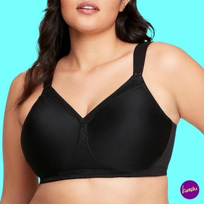 GLAMORISE Damen MagicLift Seamless T-Shirt BH ohne Bügel 1080, schwarz, UK 44E