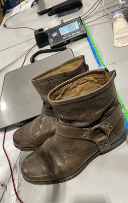 Frye Phillip Harness Womens Size 7.5 Boots Tan Leather Buckle Booties Shoes