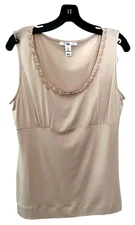 NEW!   H&M Pretty Blush Empire Waist Beaded Neckline Top!    SZ L    NWOT!