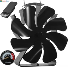 Wood Stove Fan Heat Powered Fireplace Fans Non Electric, Heat Activated Thermal.