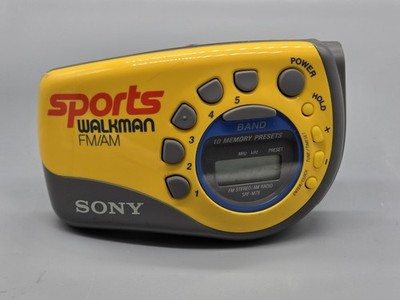 Sony Walkman Yellow FM/AM Sports Radio SRF M78 With Slap Wrist Arm Band Strap