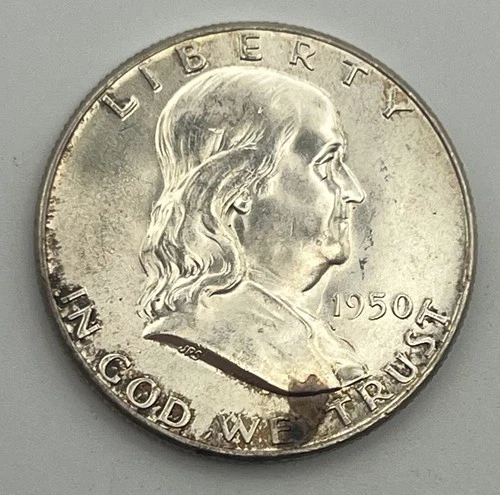 1950 Franklin Half Dollar UNC Uncirculated 90% Silver Philadelphia Mint