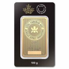 100 gram Gold Bar - Royal Canadian Mint (In Assay) 4533.77 per troy oz