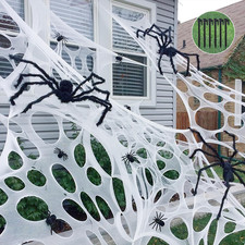 Giant Beef Netting Spiderwebs Halloween Decorations, Pre-Cut Spider Web Super 1