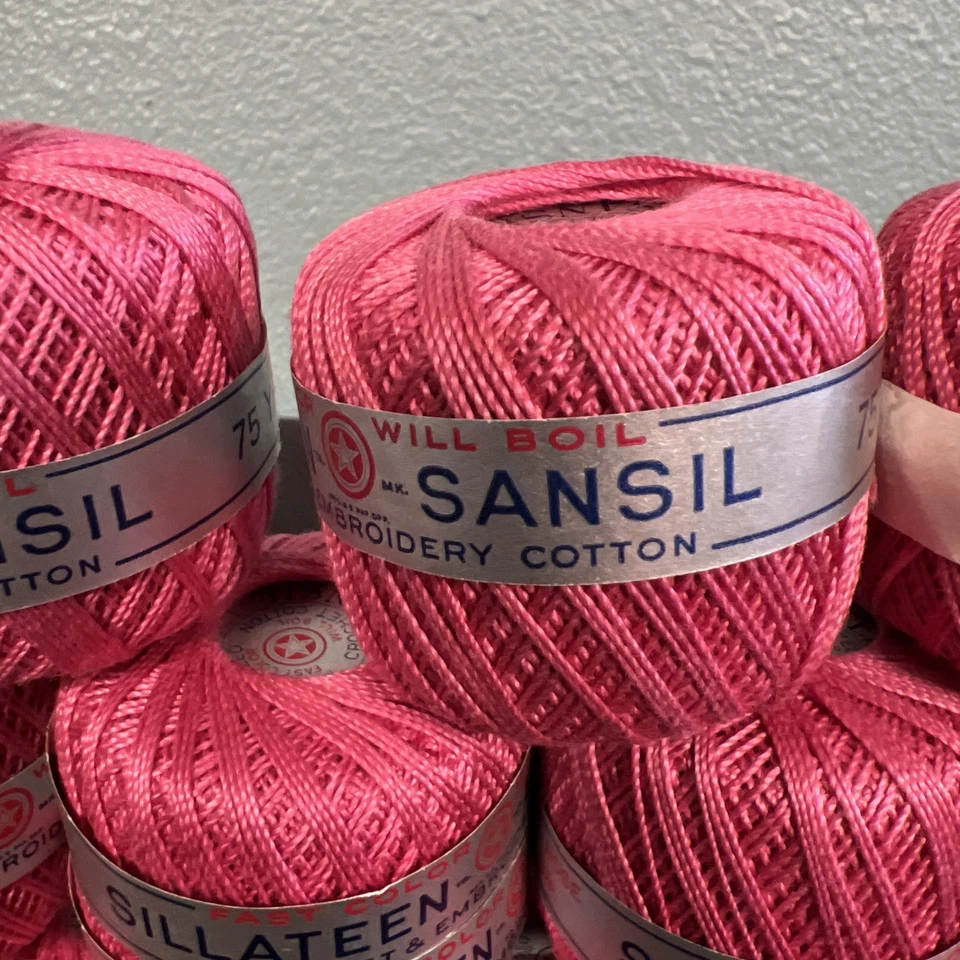 Vintage 15 Pcs Sansil Crochet & Embroidery Cotton Thread Balls Yarn Cross Stitch - Image 2 of 4