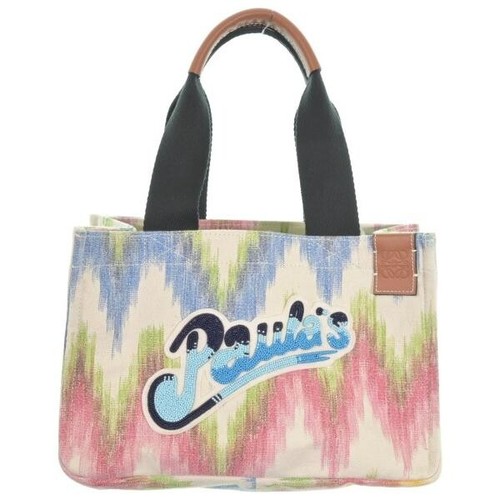 LOEWE Paula's Ibiza Canvas Tote Bag White Red Blue Abstract Auth