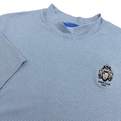 Nike Golf TW Tiger Woods Mens XL Blue Stripe Dri-FIT Vapor Mock Neck Vinoy Club