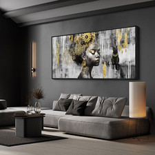 Colorful Black Girl Wall Art - Framed Canvas Decor for Home Living Room