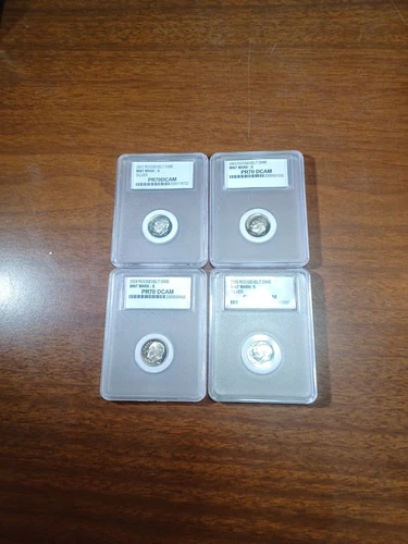 Roosevelt Silver Dimes & Clad Pr70 Dcam Lot Of 4 Graded
