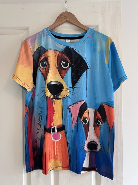 Quirky Colour Burst Dog Tee Ladies Size M Great Puppy Art Graphic