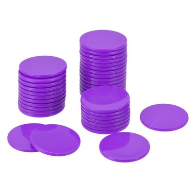Small Plastic Learning Counters 24mm/0.94 Inch Purple, Pack of 100