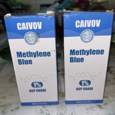 Lot of 2 Methylene Blue 1% Solution 100mL   Lab & Aquarium Use Only-USP Grade