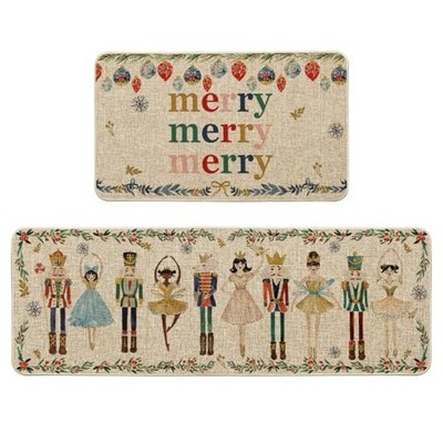  Watercolor Nutcrackers Merry Christmas Decorative 17'' x 29'' /17'' x 47'' Beige