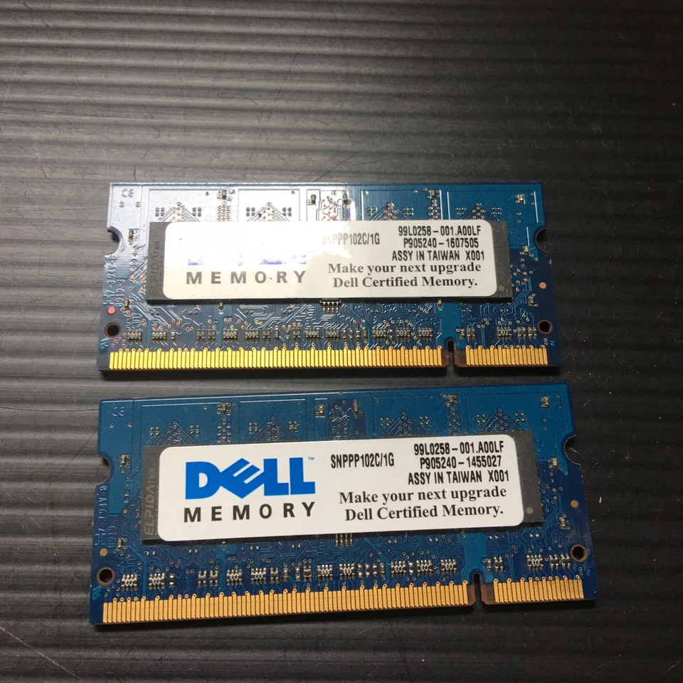 2PCS ELPIDA Dell SNPPP102C / 1G 2Rx16 PC2-6400S-666 Laptop Memory - Image 2 of 4